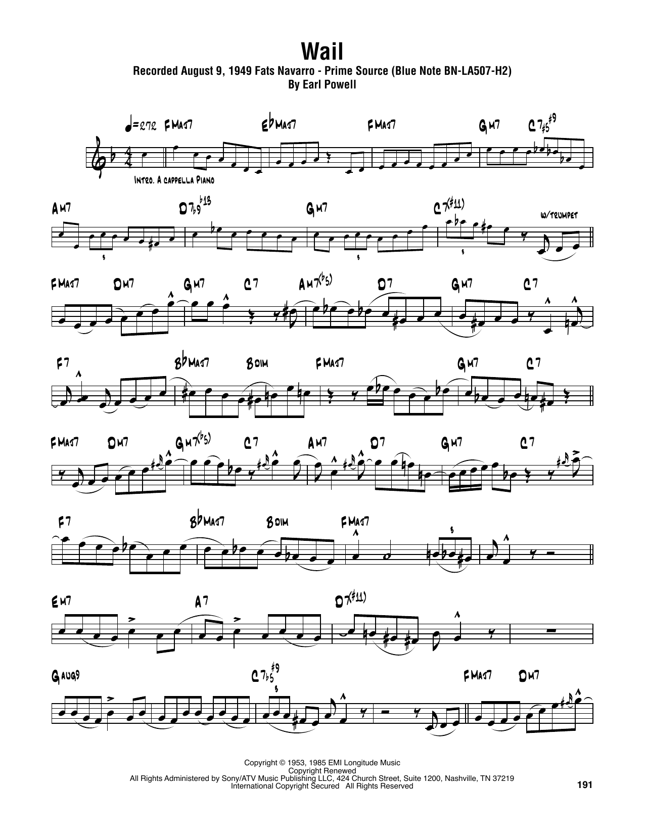 Learn to play Sonny Rollins Wail sheet music for Tenor Sax Transcription in minutes. Price: 6.9900$ Sonny Rollins Wail sheet music notes and chords arranged for Tenor Sax Transcription