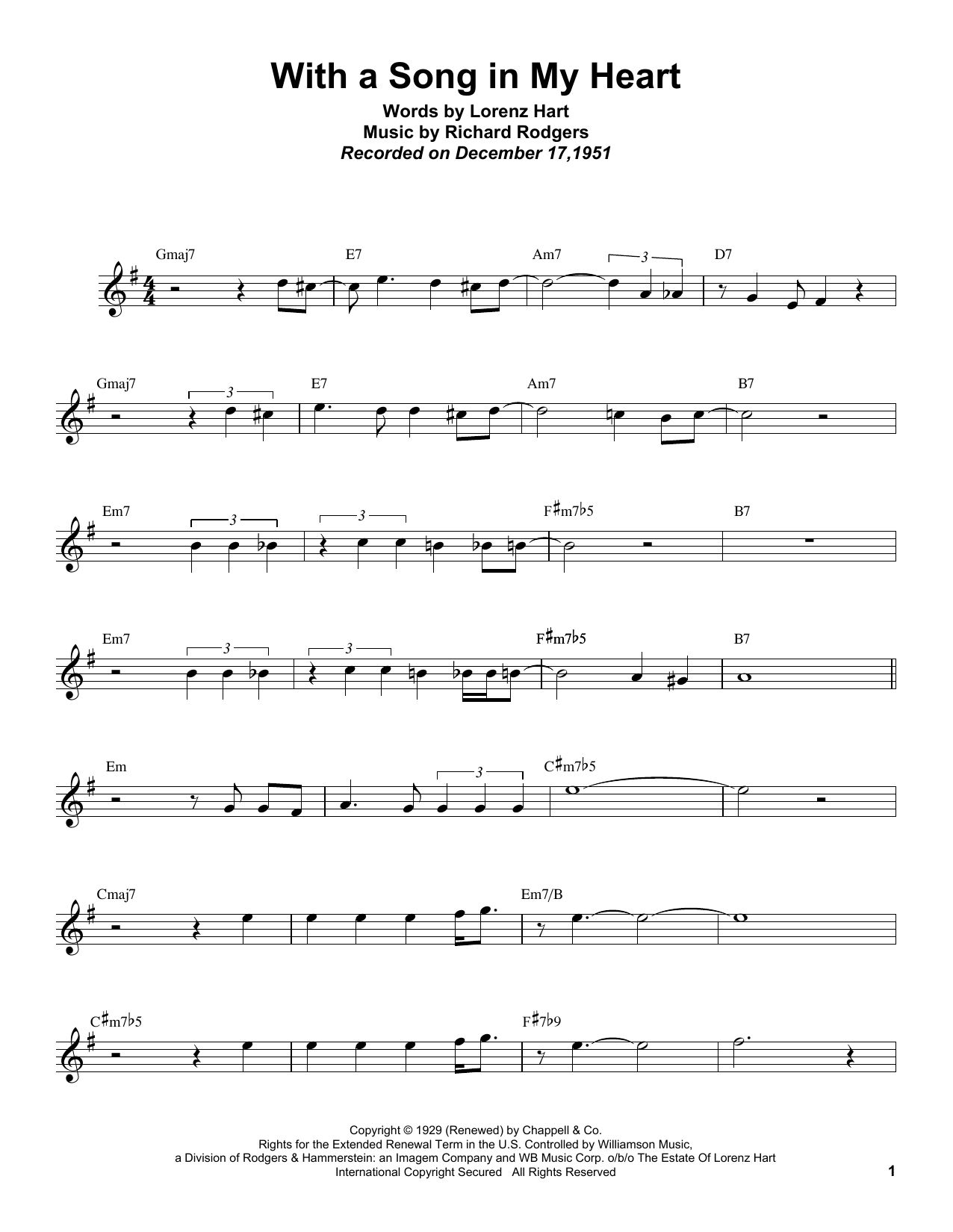 Learn to play Sonny Rollins With A Song In My Heart sheet music for Tenor Sax Transcription in minutes. Price: 6.9900$ Sonny Rollins With A Song In My Heart sheet music notes and chords arranged for Tenor Sax Transcription