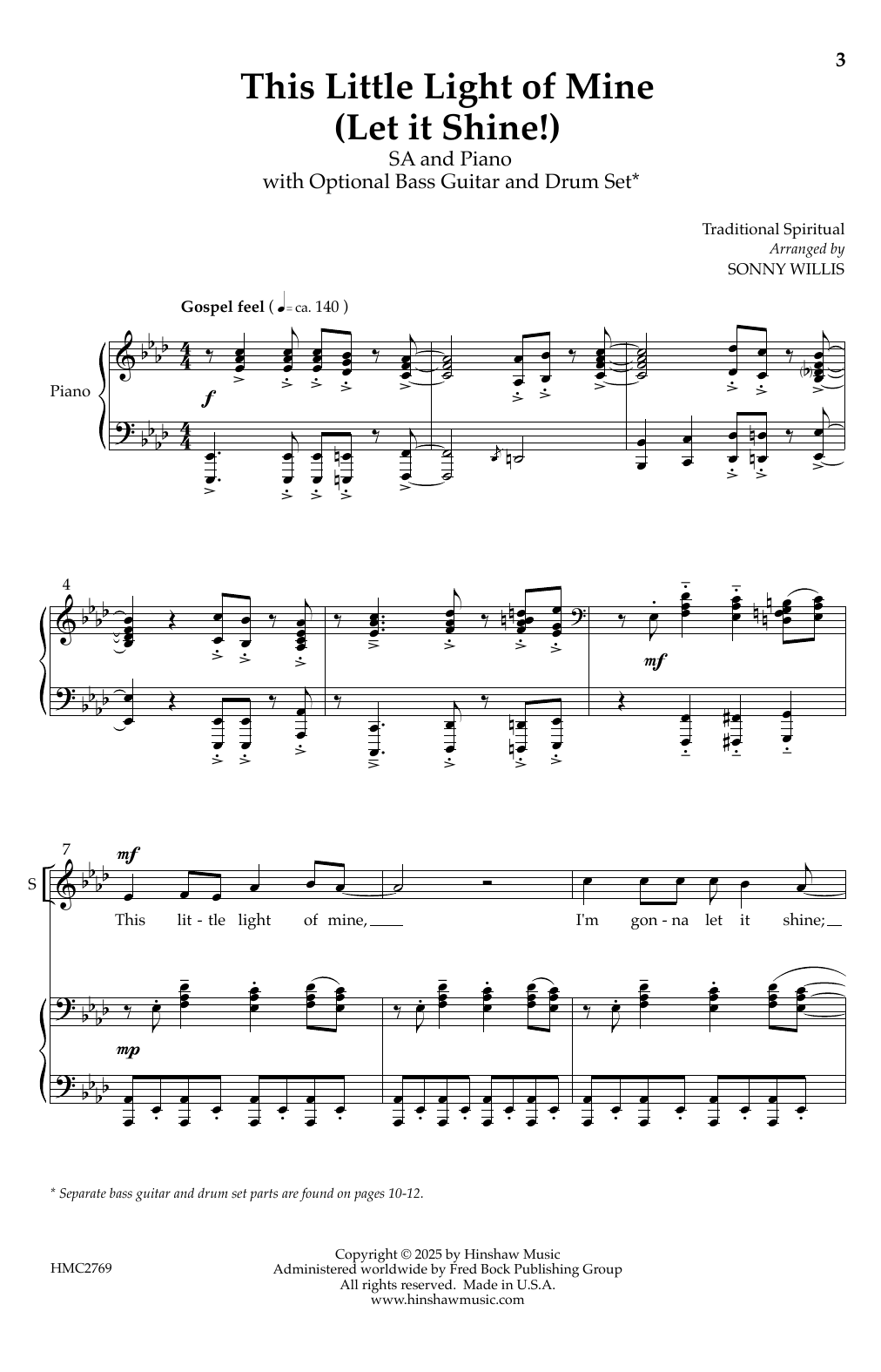 Sonny Willis This Little Light of Mine sheet music notes and chords arranged for Choir