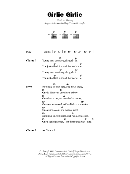 Sophia George Girlie Girlie sheet music notes and chords. Download Printable PDF.