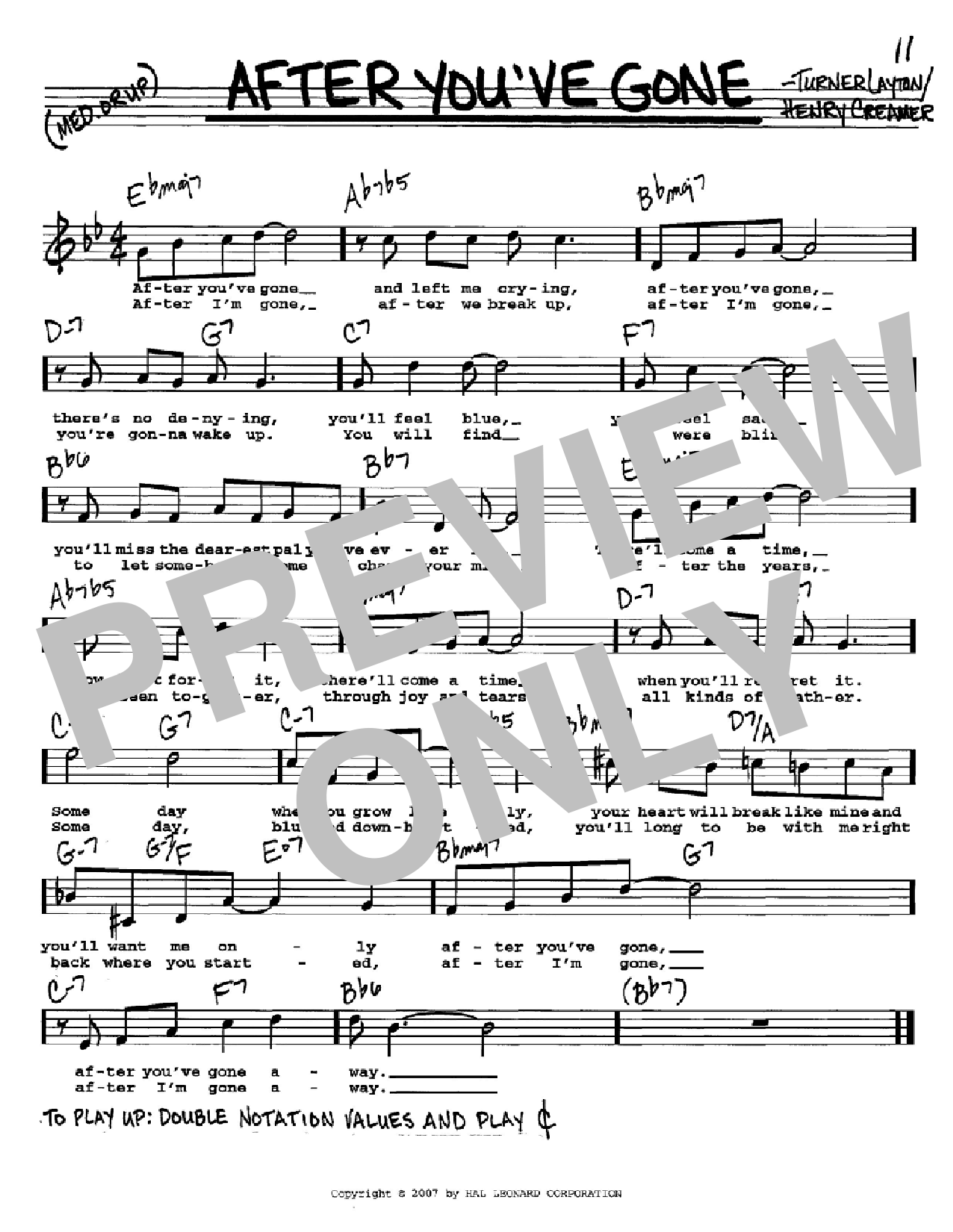 Sophie Tucker After You've Gone sheet music notes and chords. Download Printable PDF.