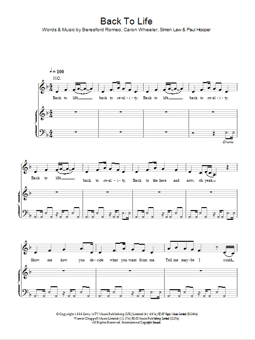 Soul II Soul Back To Life (However Do You Want Me) sheet music notes and chords. Download Printable PDF.