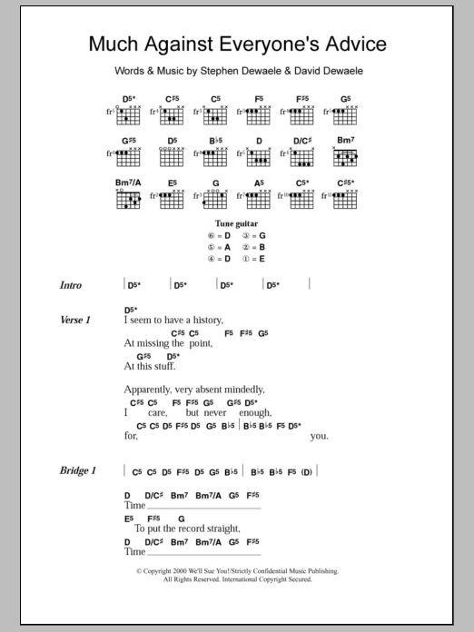 Soulwax Much Against Everyone's Advice sheet music notes and chords. Download Printable PDF.