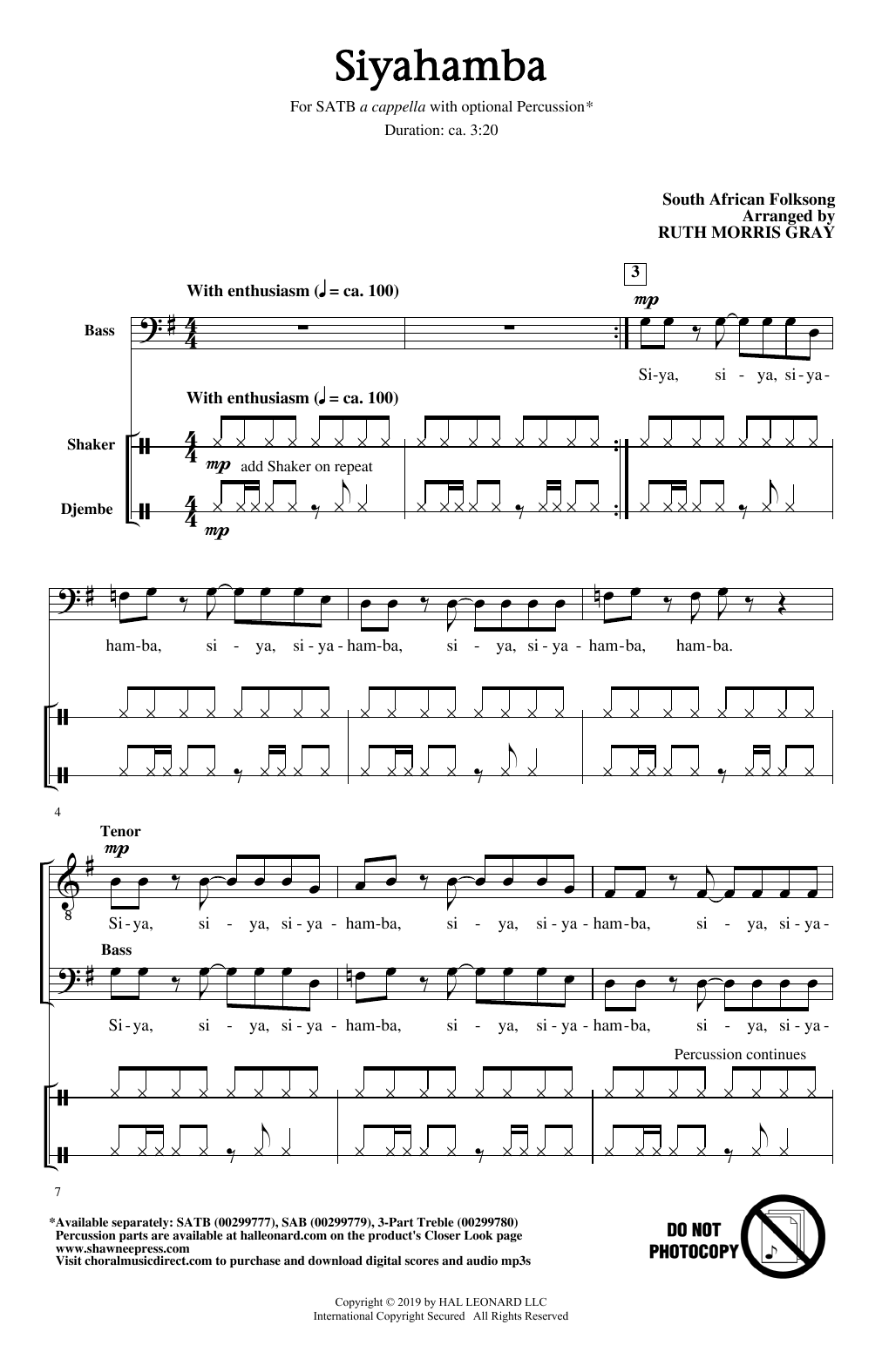 South African Folksong Siyahamba (arr. Ruth Morris Gray) sheet music notes and chords. Download Printable PDF.