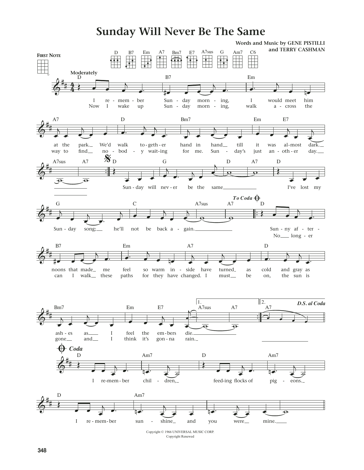 Spanky & Our Gang Sunday Will Never Be The Same (from The Daily Ukulele) (arr. Jim Beloff) sheet music notes and chords. Download Printable PDF.