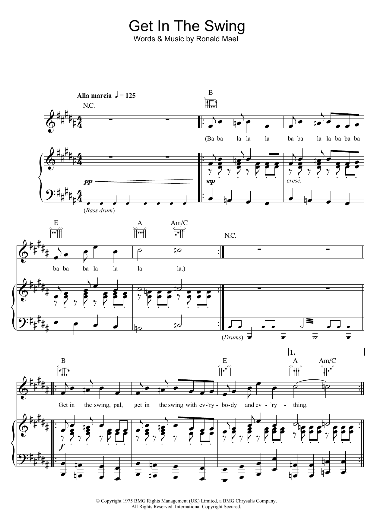 Learn to play Sparks Get In The Swing sheet music for Piano, Vocal & Guitar Chords in minutes. Price: 7.8900$ Sparks Get In The Swing sheet music notes and chords arranged for Piano, Vocal & Guitar Chords