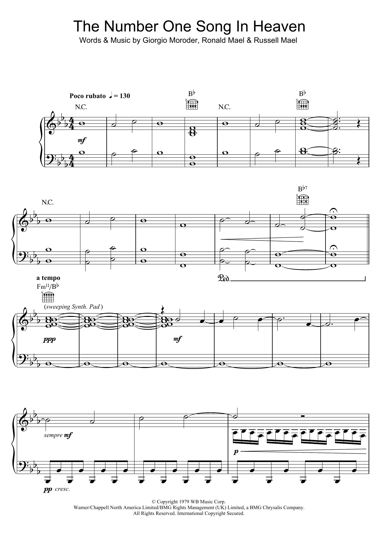 Sparks The Number One Song In Heaven sheet music notes and chords. Download Printable PDF.