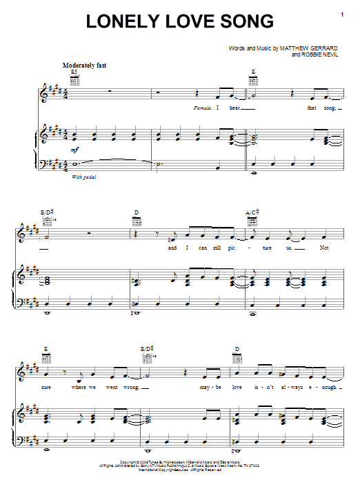 Learn to play Spectacular! (Movie) Lonely Love Song sheet music for Piano, Vocal & Guitar Chords (Right-Hand Melody) in minutes. Price: 7.8900$ Spectacular! (Movie) Lonely Love Song sheet music notes and chords arranged for Piano, Vocal & Guitar Chords (Right-Hand Melody)