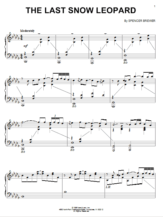 Spencer Brewer The Last Snow Leopard sheet music notes and chords arranged for Piano Solo