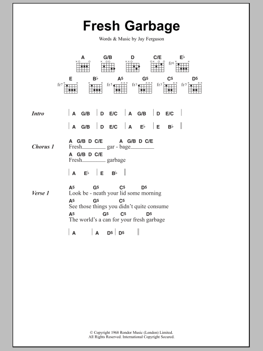 Spirit Fresh Garbage sheet music notes and chords. Download Printable PDF.