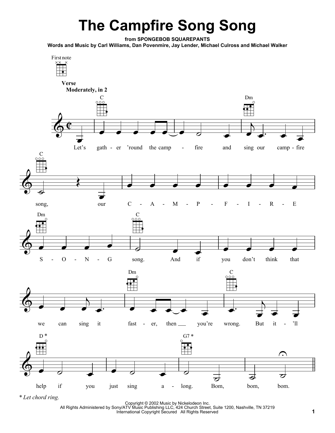 Spongebob Squarepants The Campfire Song Song sheet music notes and chords. Download Printable PDF.