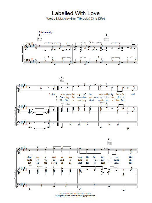 Squeeze Labelled With Love sheet music notes and chords arranged for Guitar Chords/Lyrics