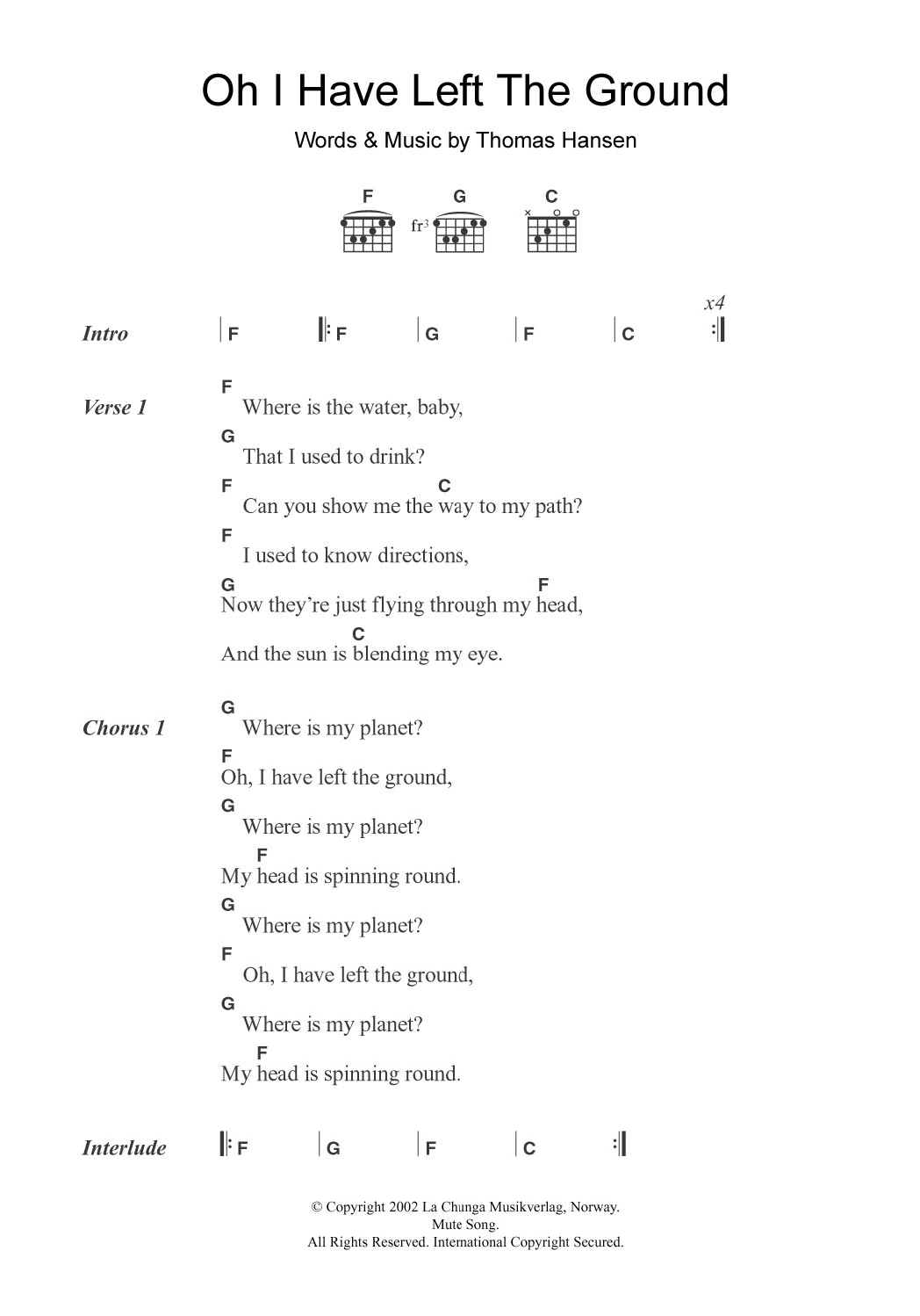 St. Thomas Oh I Have Left The Ground sheet music notes and chords. Download Printable PDF.