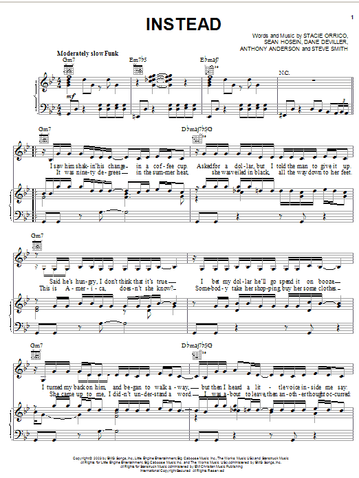 Learn to play Stacie Orrico Instead sheet music for Piano, Vocal & Guitar Chords (Right-Hand Melody) in minutes. Price: 7.8900$ Stacie Orrico Instead sheet music notes and chords arranged for Piano, Vocal & Guitar Chords (Right-Hand Melody)
