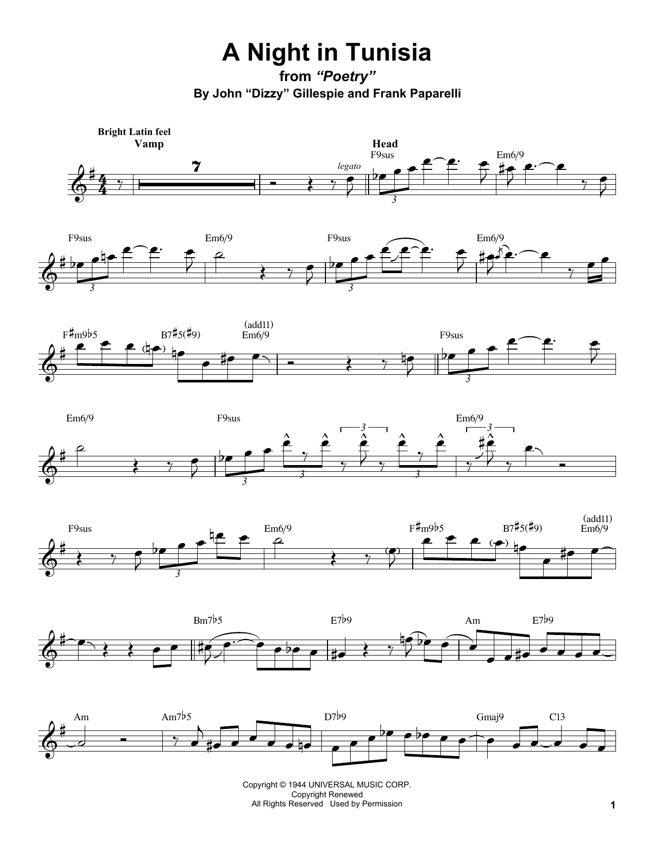Learn to play Stan Getz A Night In Tunisia sheet music for Tenor Sax Transcription in minutes. Price: 6.9900$ Stan Getz A Night In Tunisia sheet music notes and chords arranged for Tenor Sax Transcription