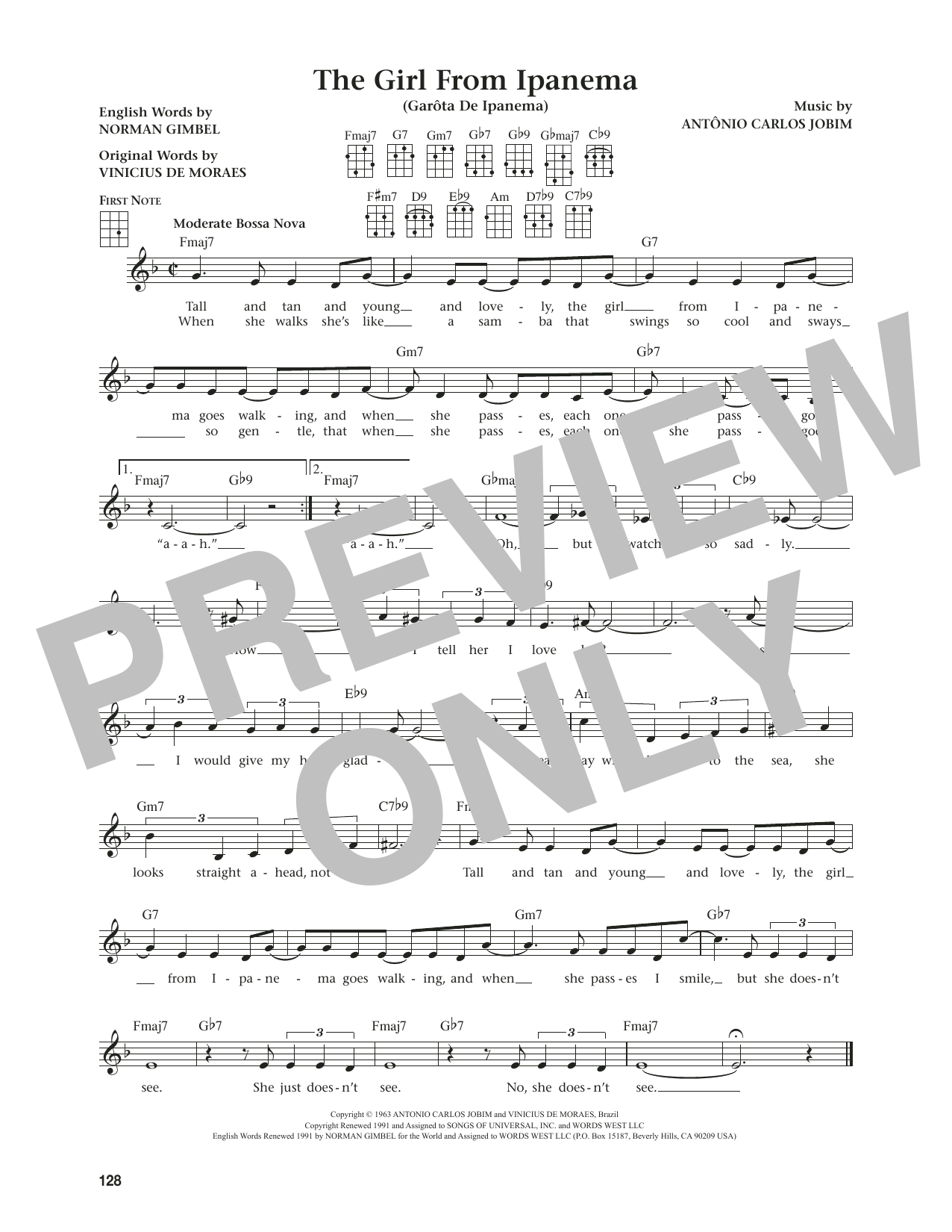 Stan Getz & Astrud Gilberto The Girl From Ipanema (Garôta De Ipanema) (from The Daily Ukulele) (arr. Jim Beloff) sheet music notes and chords. Download Printable PDF.