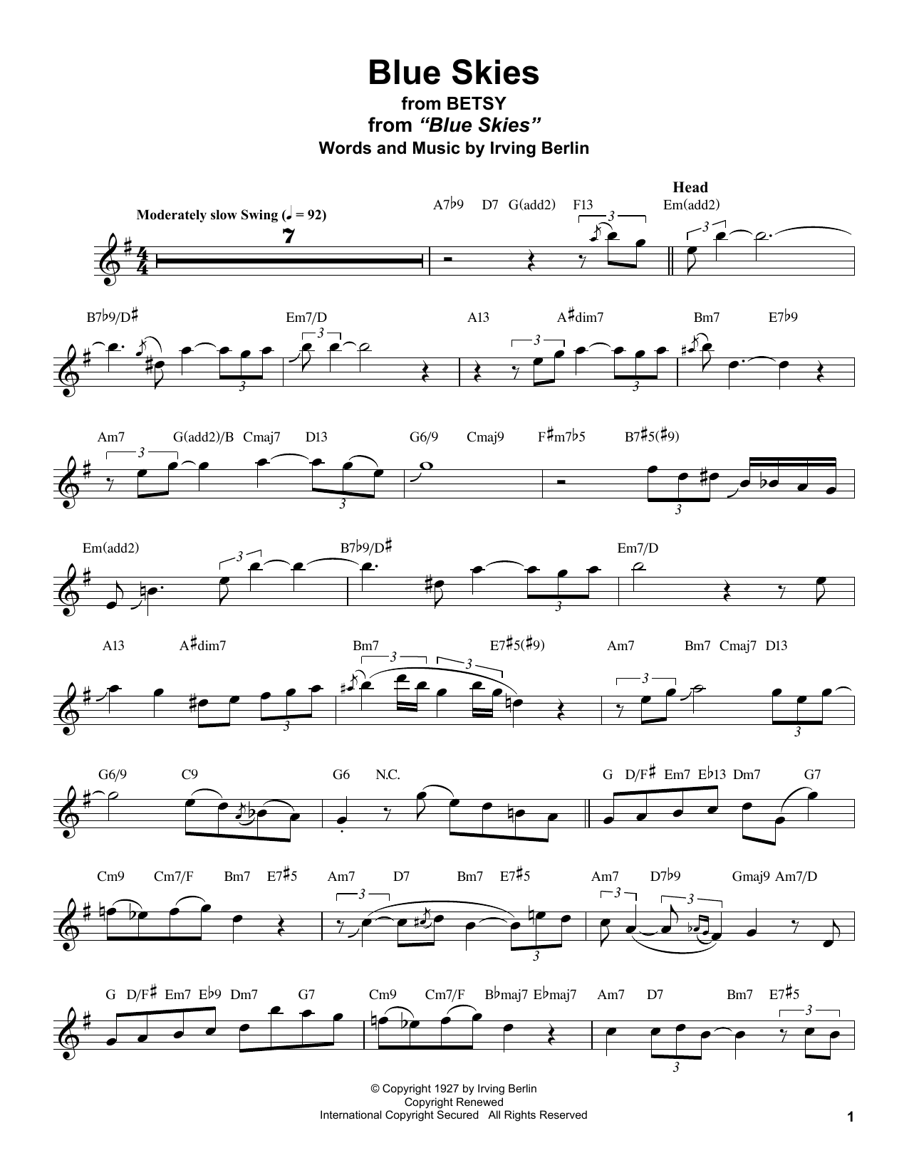 Learn to play Stan Getz Blue Skies sheet music for Tenor Sax Transcription in minutes. Price: 6.9900$ Stan Getz Blue Skies sheet music notes and chords arranged for Tenor Sax Transcription
