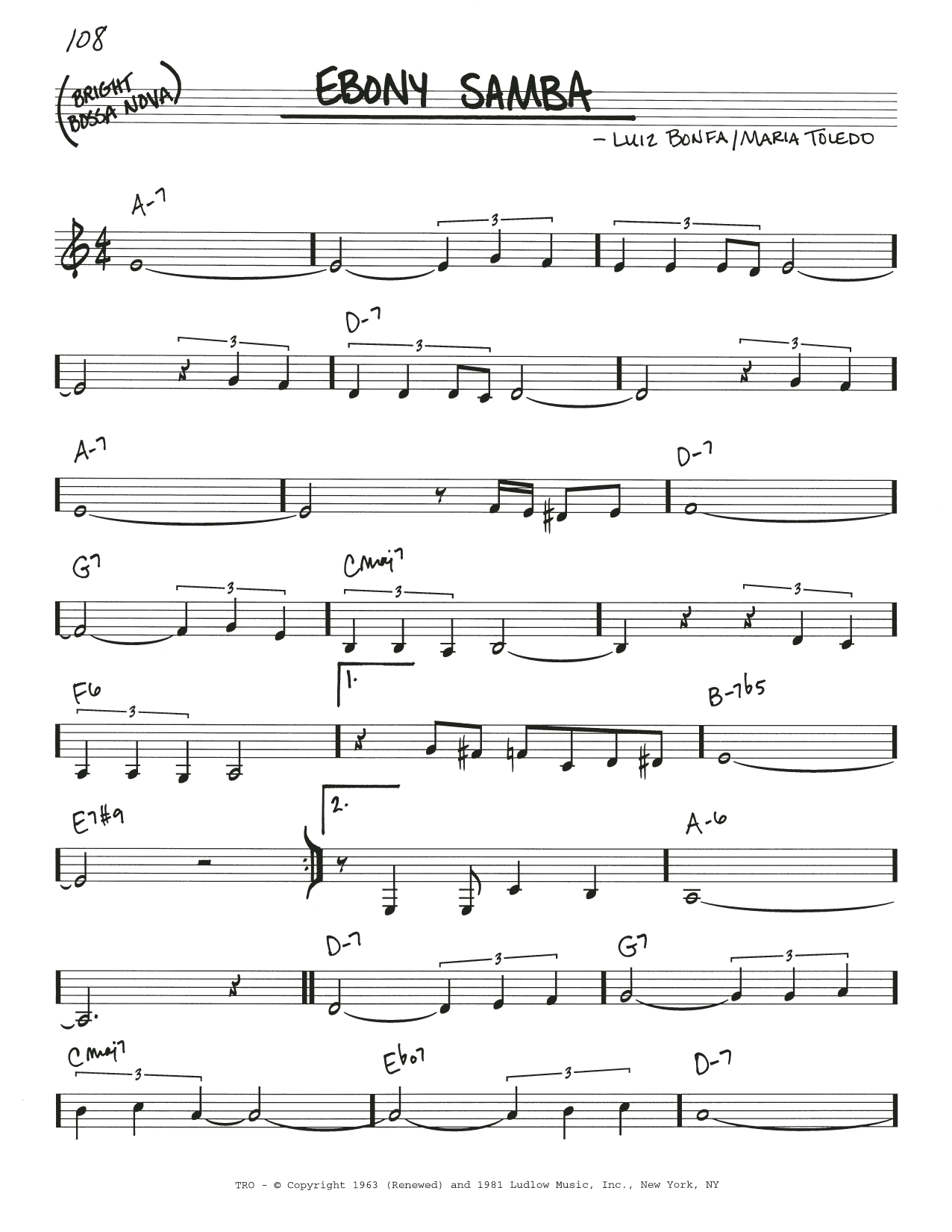 Stan Getz Ebony Samba (Sambanegro) sheet music notes and chords. Download Printable PDF.