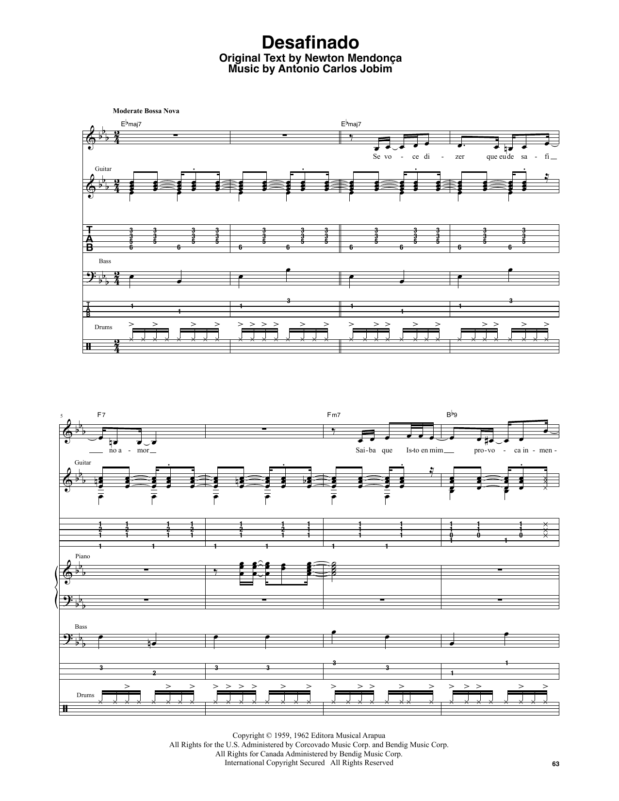 Stan Getz & João Gilberto Desafinado sheet music notes and chords. Download Printable PDF.