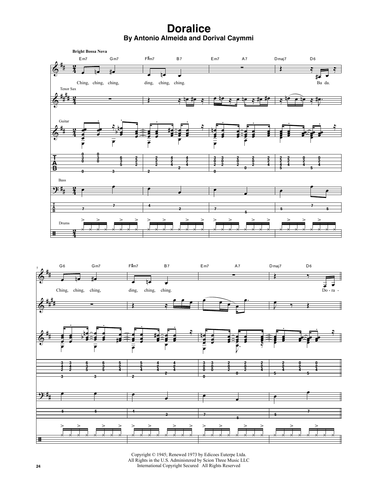 Stan Getz & João Gilberto Doralice sheet music notes and chords. Download Printable PDF.