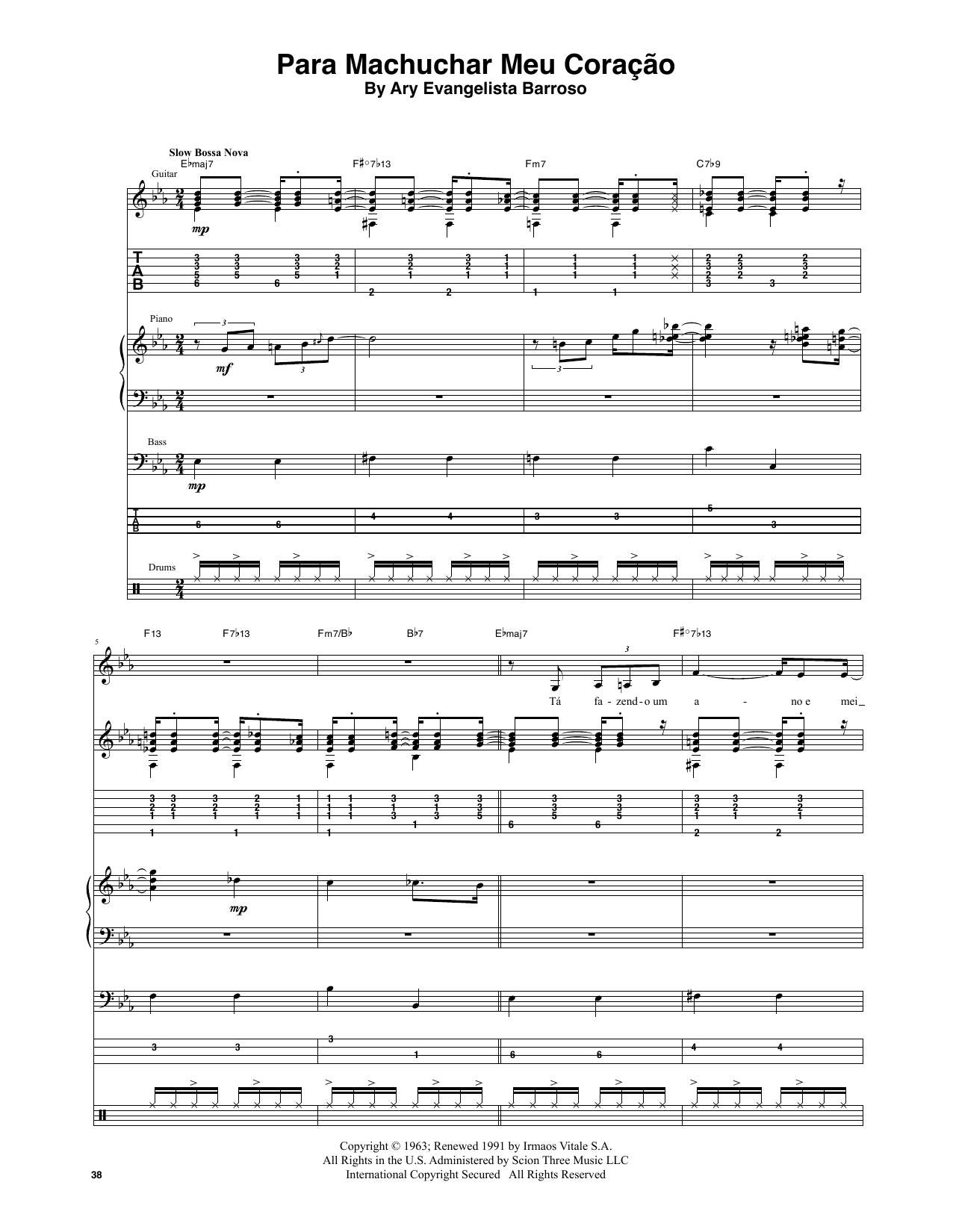 Stan Getz & João Gilberto Para Machuchar Meu Coracao sheet music notes and chords. Download Printable PDF.