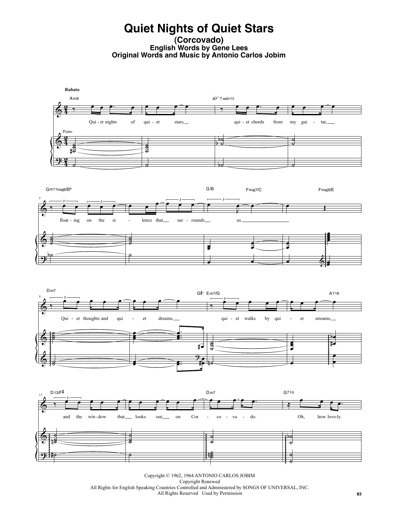 Stan Getz & João Gilberto Quiet Nights Of Quiet Stars (Corcovado) sheet music notes and chords. Download Printable PDF.