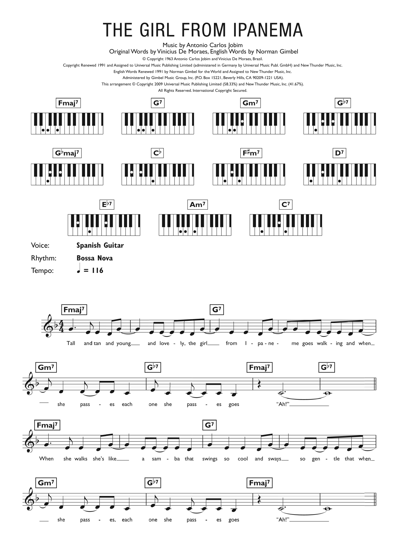 Antonio Carlos Jobim The Girl From Ipanema (Garota De Ipanema) sheet music notes and chords. Download Printable PDF.