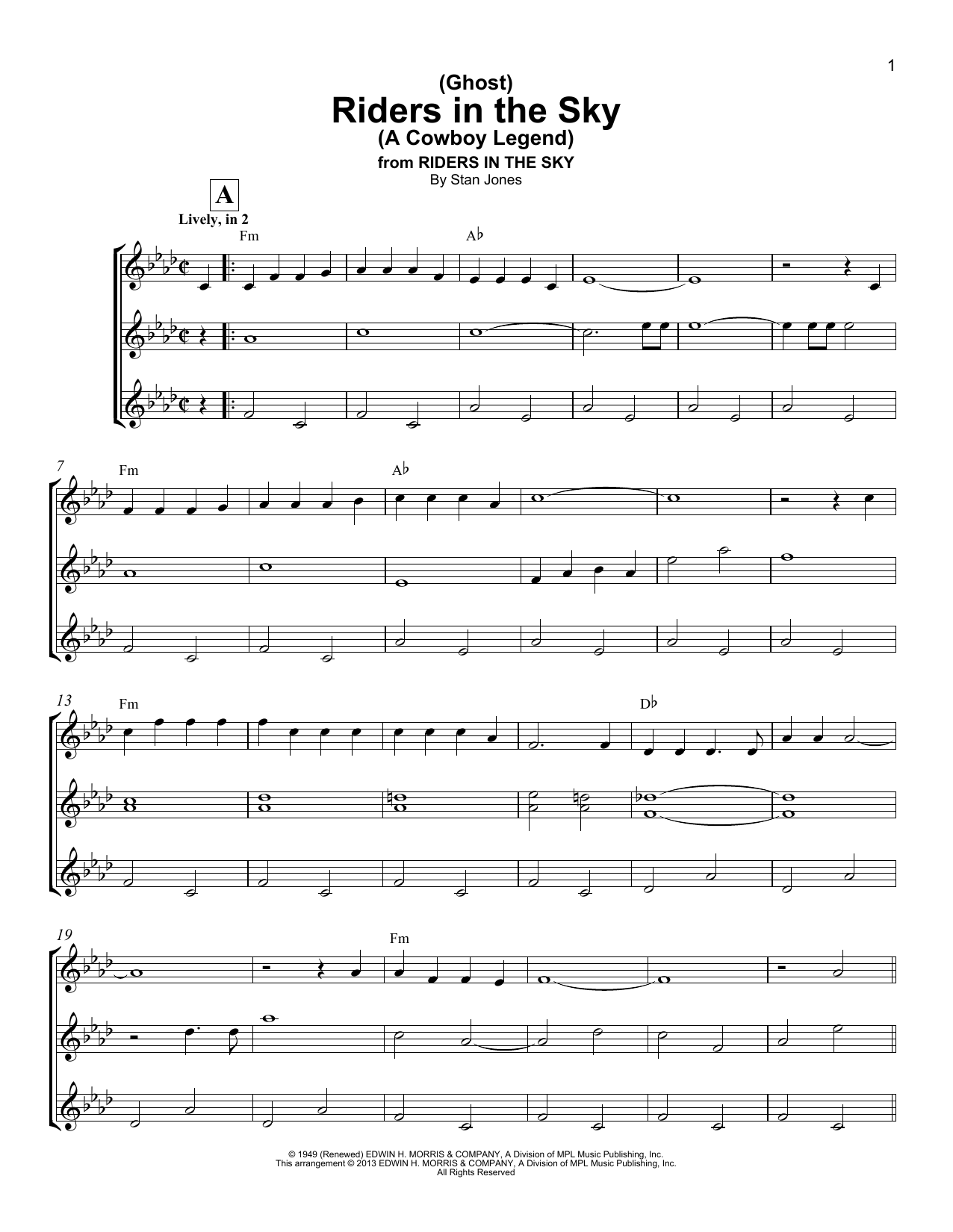 Learn to play Stan Jones (Ghost) Riders In The Sky (A Cowboy Legend) sheet music for Ukulele Ensemble in minutes. Price: 6.9900$ Stan Jones (Ghost) Riders In The Sky (A Cowboy Legend) sheet music notes and chords arranged for Ukulele Ensemble