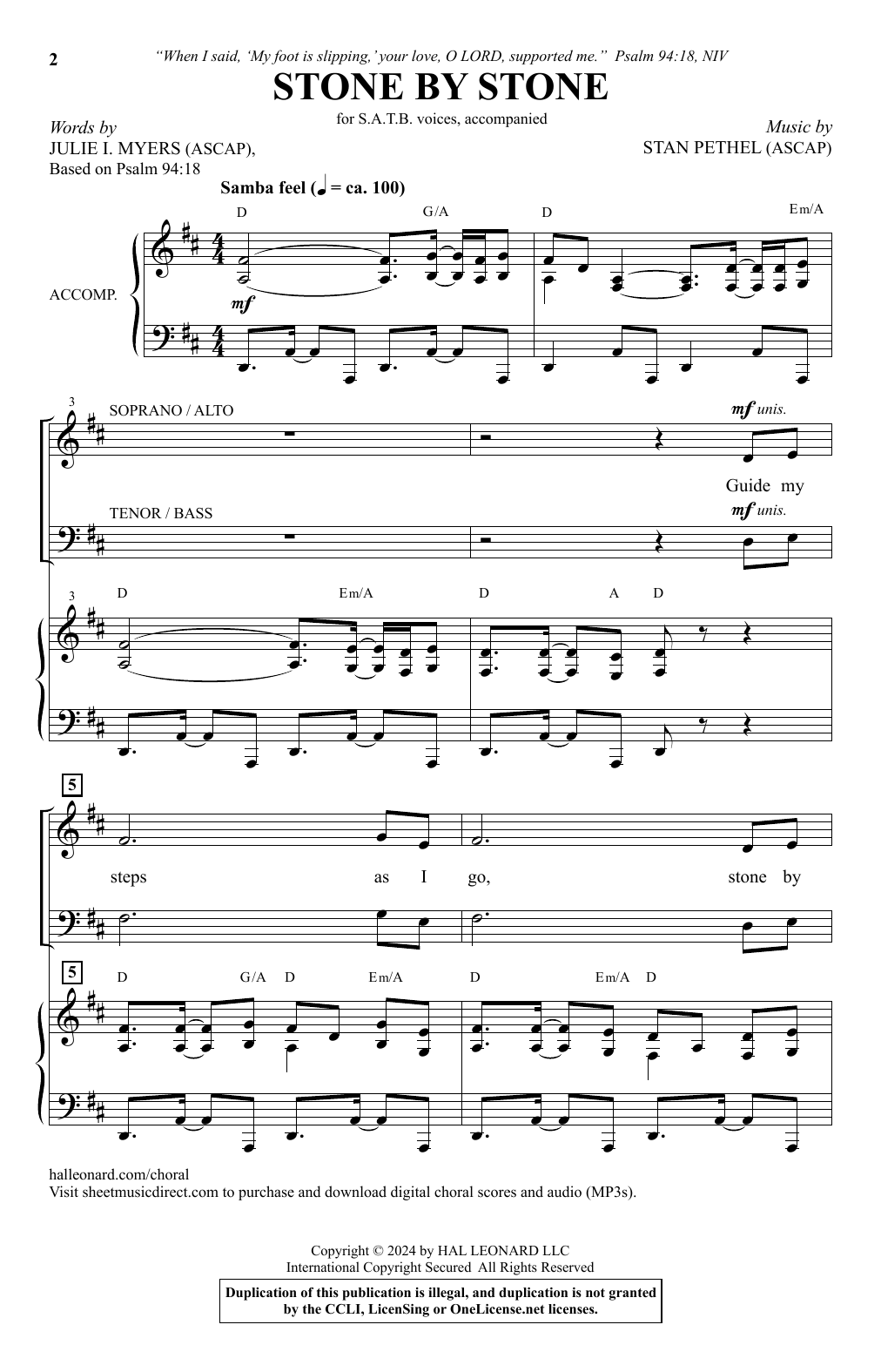 Stan Pethel Stone By Stone sheet music notes and chords. Download Printable PDF.