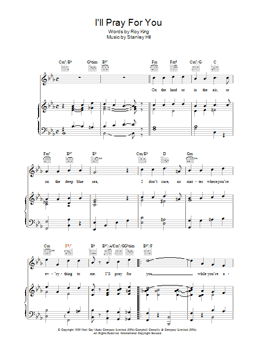 Learn to play Stanley Hill I'll Pray For You sheet music for Piano, Vocal & Guitar Chords in minutes. Price: 7.8900$ Stanley Hill I'll Pray For You sheet music notes and chords arranged for Piano, Vocal & Guitar Chords