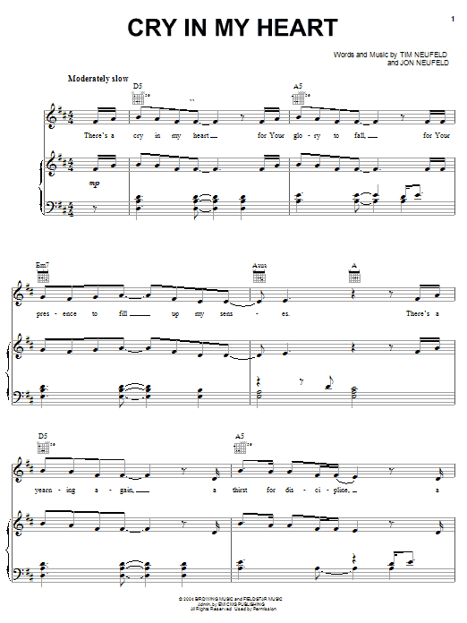 Learn to play Starfield Cry In My Heart sheet music for Piano, Vocal & Guitar Chords (Right-Hand Melody) in minutes. Price: 7.8900$ Starfield Cry In My Heart sheet music notes and chords arranged for Piano, Vocal & Guitar Chords (Right-Hand Melody)