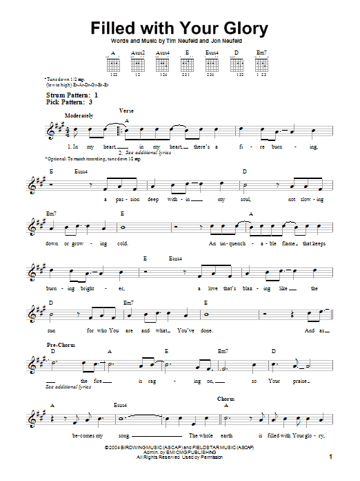 Starfield Filled With Your Glory sheet music notes and chords. Download Printable PDF.