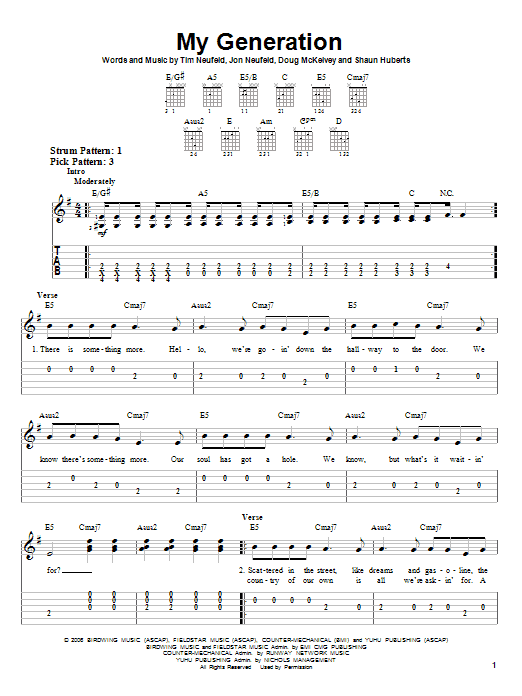 Starfield My Generation sheet music notes and chords. Download Printable PDF.