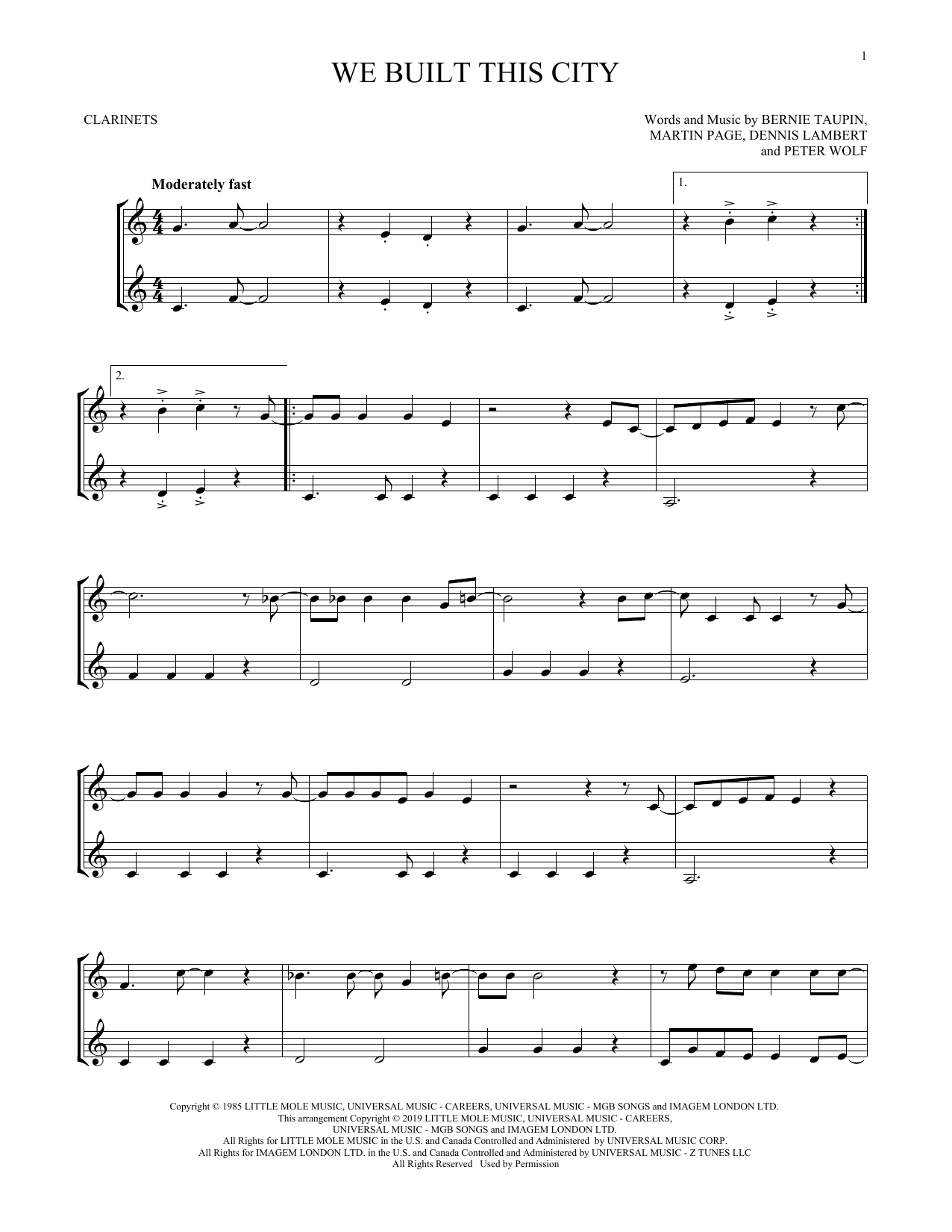 Starship We Built This City sheet music notes and chords. Download Printable PDF.