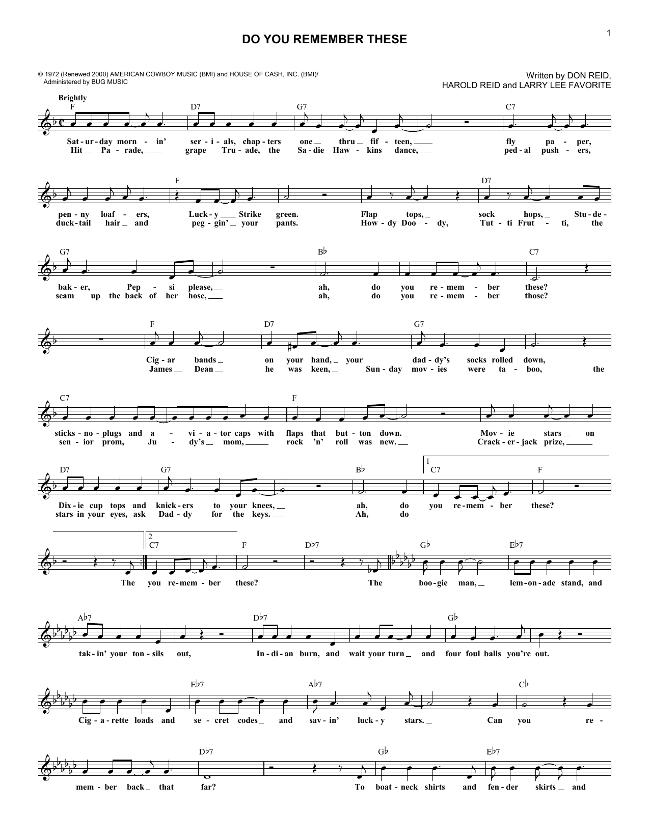 Learn to play The Statler Brothers Do You Remember These sheet music for Lead Sheet / Fake Book in minutes. Price: 5.9900$ The Statler Brothers Do You Remember These sheet music notes and chords arranged for Lead Sheet / Fake Book