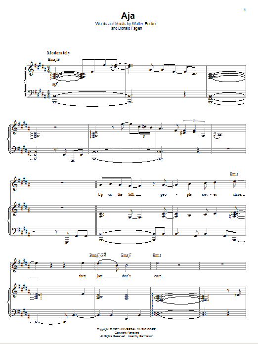 Steely Dan Aja sheet music notes and chords. Download Printable PDF.