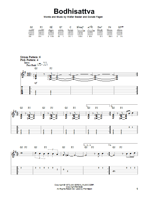 Steely Dan Bodhisattva sheet music notes and chords. Download Printable PDF.