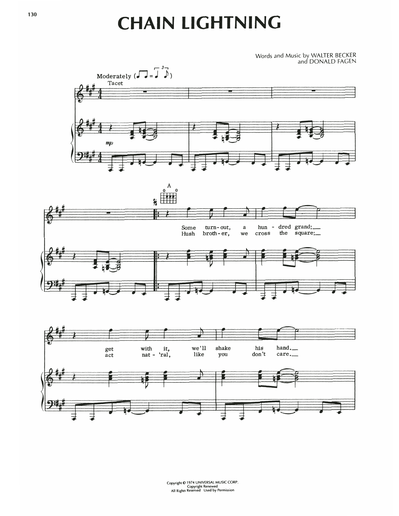 Steely Dan Chain Lightning sheet music notes and chords arranged for Piano, Vocal & Guitar Chords (Right-Hand Melody)