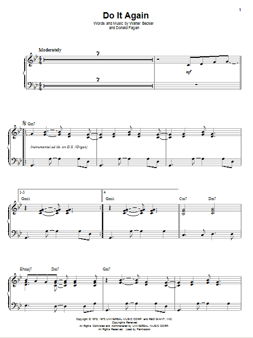 Steely Dan Do It Again sheet music notes and chords. Download Printable PDF.