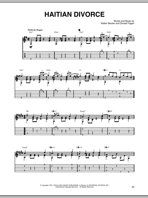 Steely Dan Haitian Divorce sheet music notes and chords. Download Printable PDF.