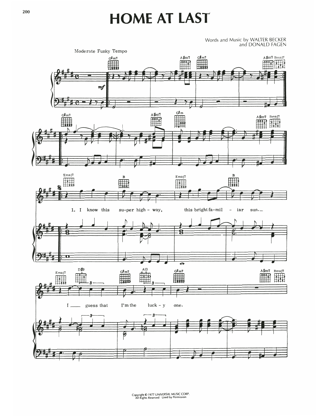 Steely Dan Home At Last sheet music notes and chords. Download Printable PDF.