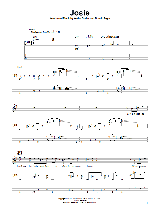 Steely Dan Josie sheet music notes and chords. Download Printable PDF.