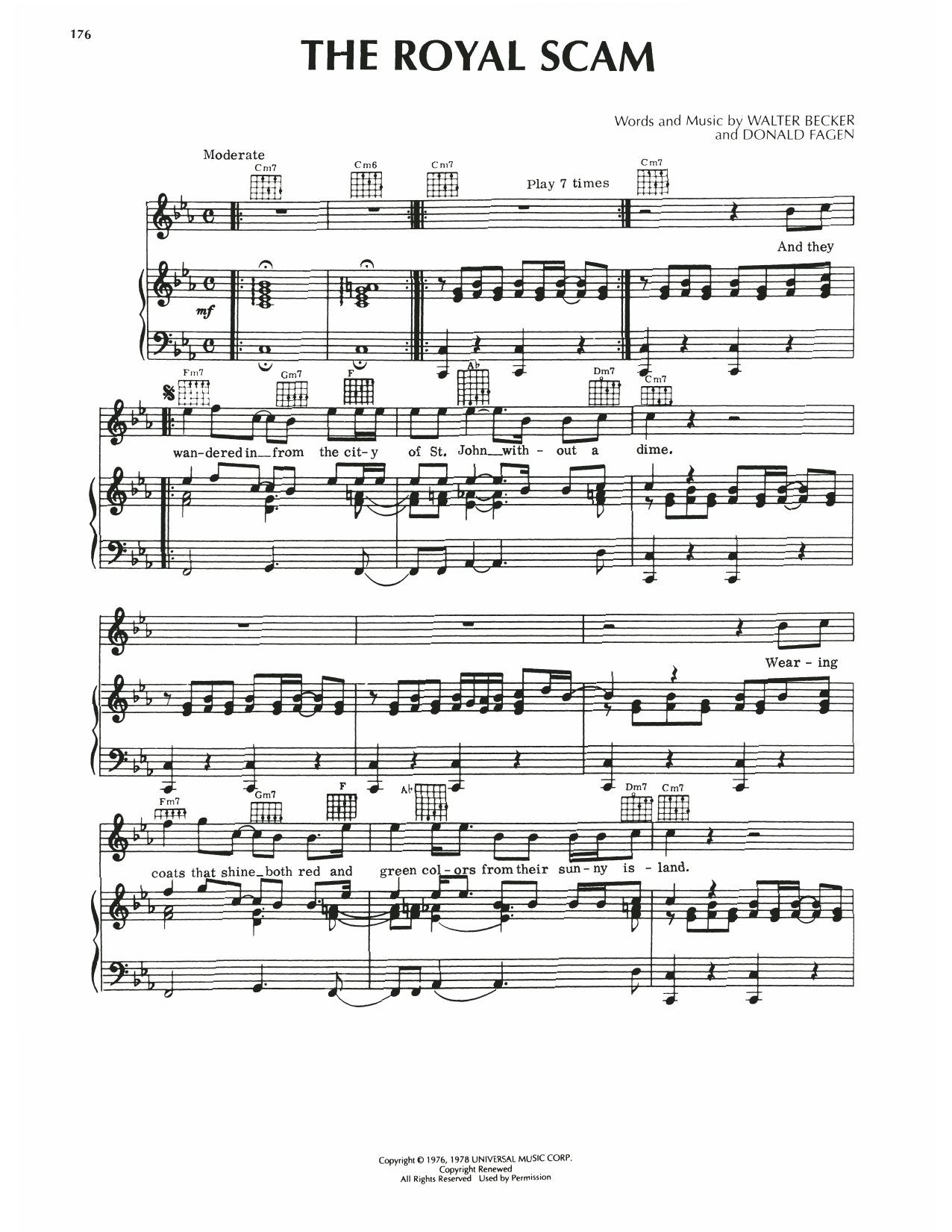Learn to play Steely Dan The Royal Scam sheet music for Piano, Vocal & Guitar Chords (Right-Hand Melody) in minutes. Price: 6.9900$ Steely Dan The Royal Scam sheet music notes and chords arranged for Piano, Vocal & Guitar Chords (Right-Hand Melody)