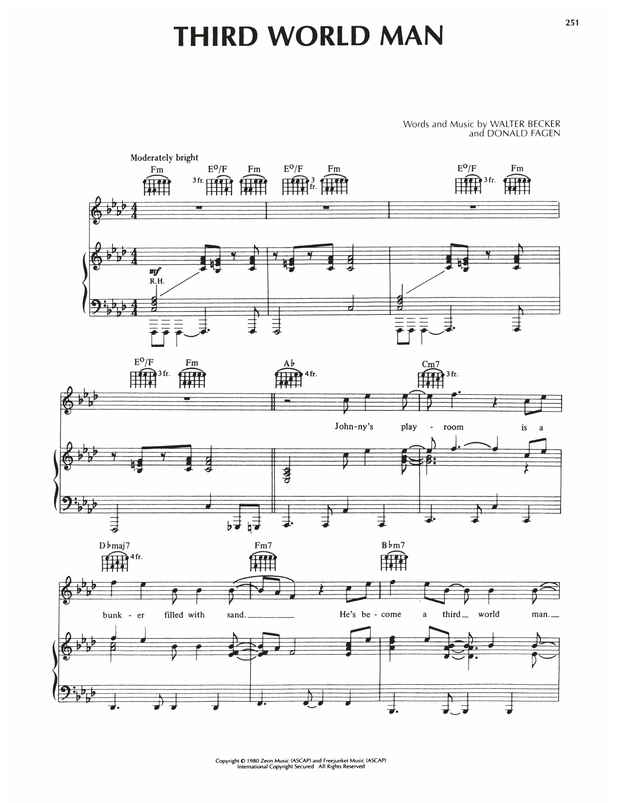 Steely Dan Third World Man sheet music notes and chords. Download Printable PDF.