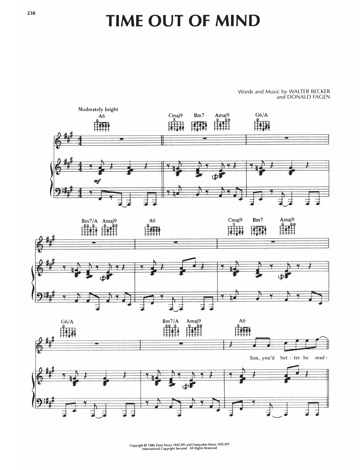 Steely Dan Time Out Of Mind sheet music notes and chords. Download Printable PDF.