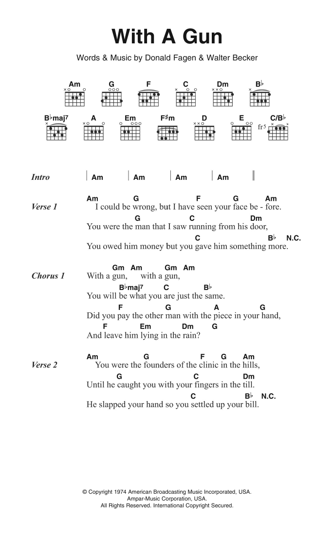 Steely Dan With A Gun sheet music notes and chords. Download Printable PDF.