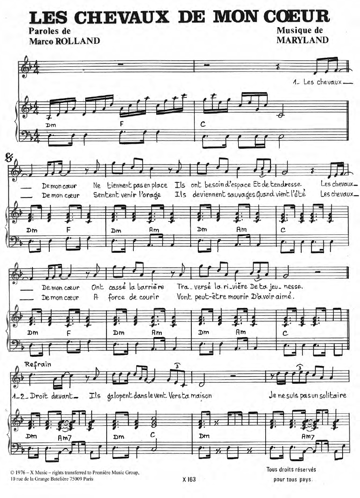 Learn to play Stefan Forman Les Chevaux De Mon Coeur sheet music for Piano & Vocal in minutes. Price: 7.8900$ Stefan Forman Les Chevaux De Mon Coeur sheet music notes and chords arranged for Piano & Vocal