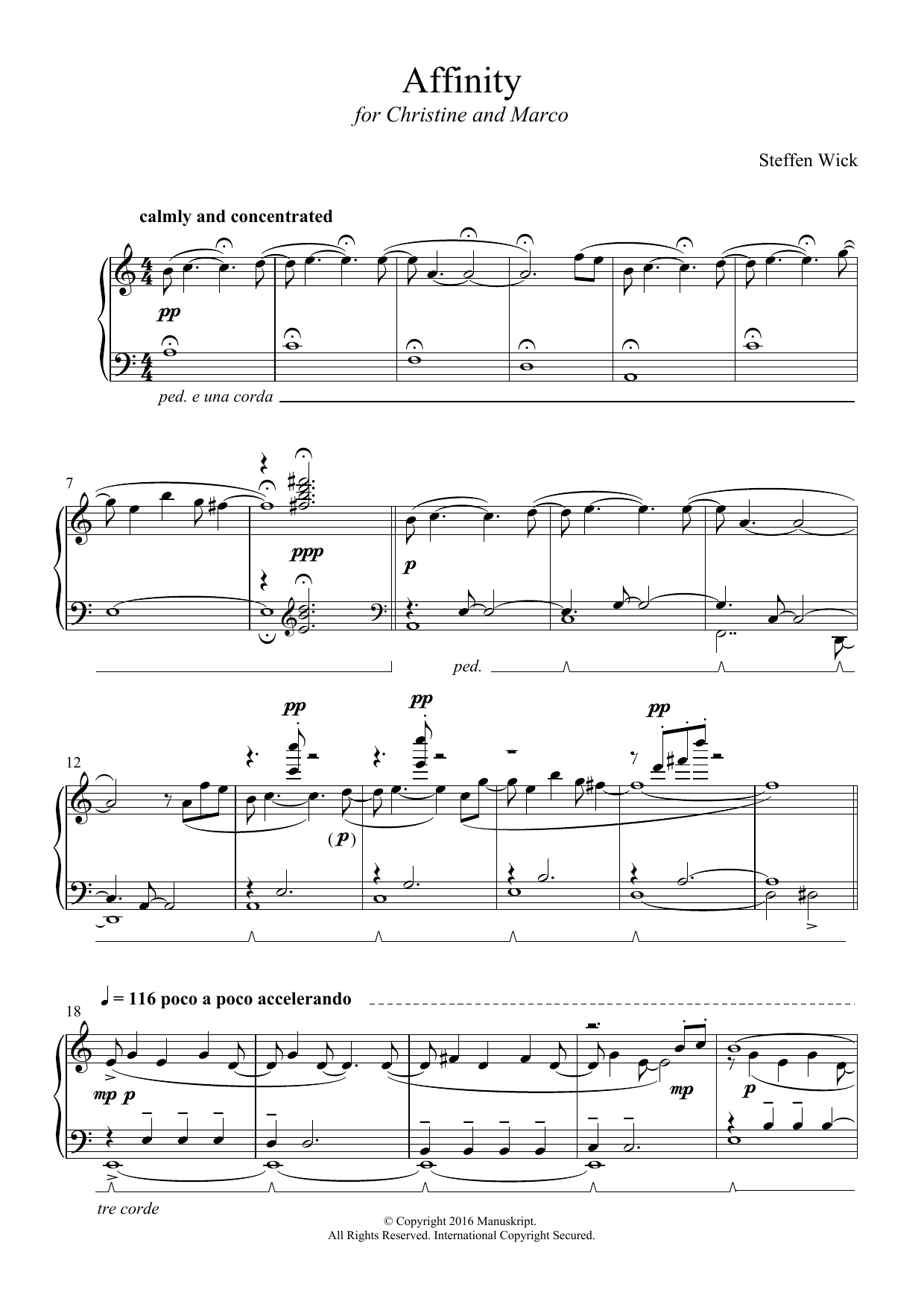 Learn to play Steffen Wick Affinity sheet music for Piano Solo in minutes. Price: 7.8900$ Steffen Wick Affinity sheet music notes and chords arranged for Piano Solo
