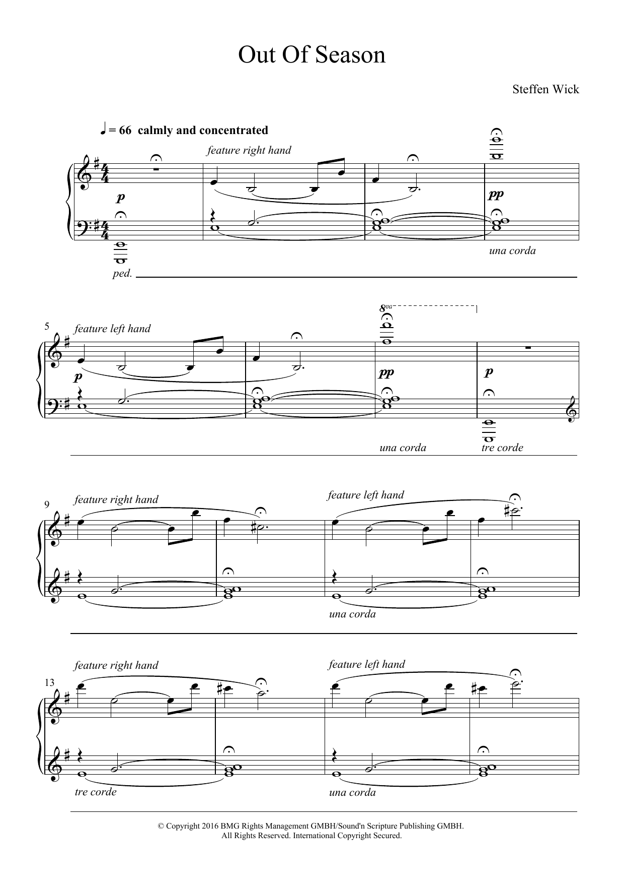 Learn to play Steffen Wick Out Of Season sheet music for Piano Solo in minutes. Price: 7.8900$ Steffen Wick Out Of Season sheet music notes and chords arranged for Piano Solo