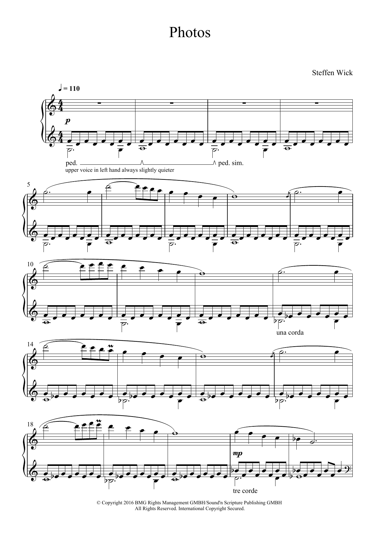 Learn to play Steffen Wick Photos sheet music for Piano Solo in minutes. Price: 7.8900$ Steffen Wick Photos sheet music notes and chords arranged for Piano Solo
